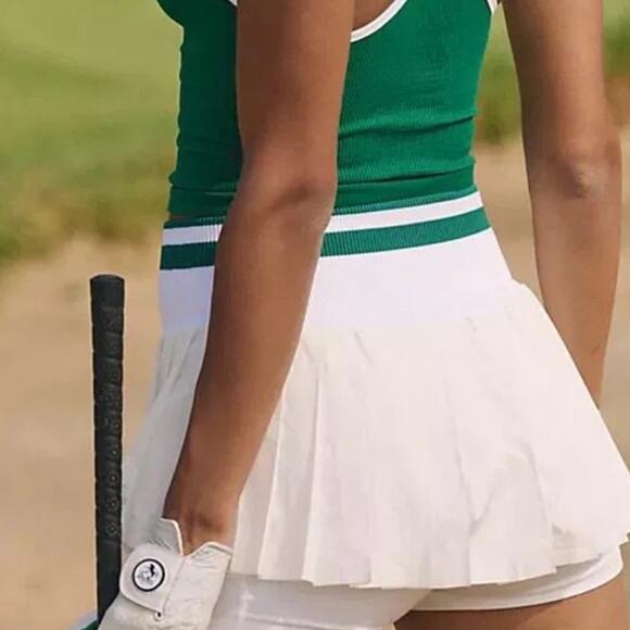 🆕FREE PEOPLE Movement Doubles Skort in White/Heritage Green White SZ M* - Picture 8 of 9